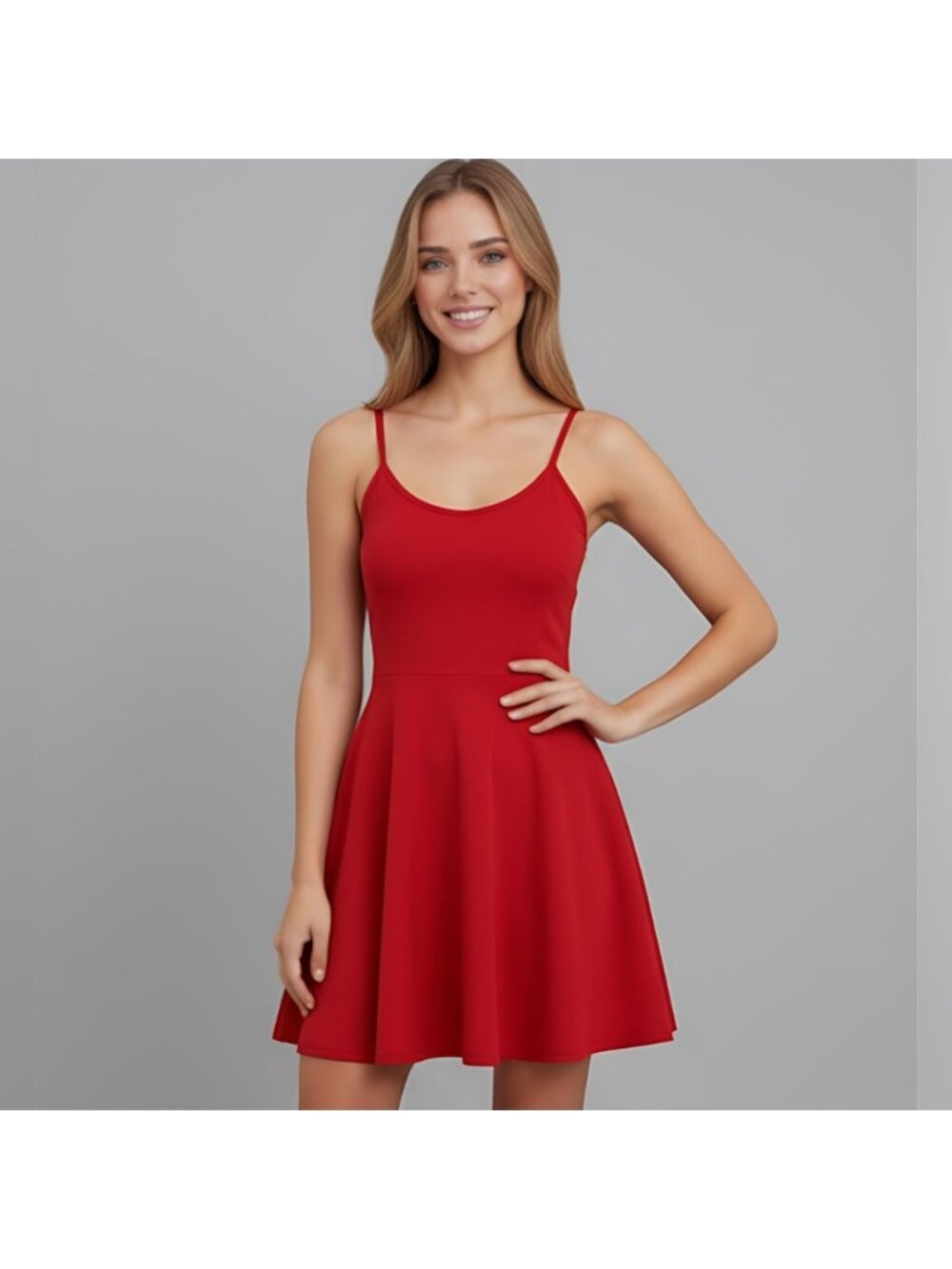 Flare Hem Cami Dress Red
